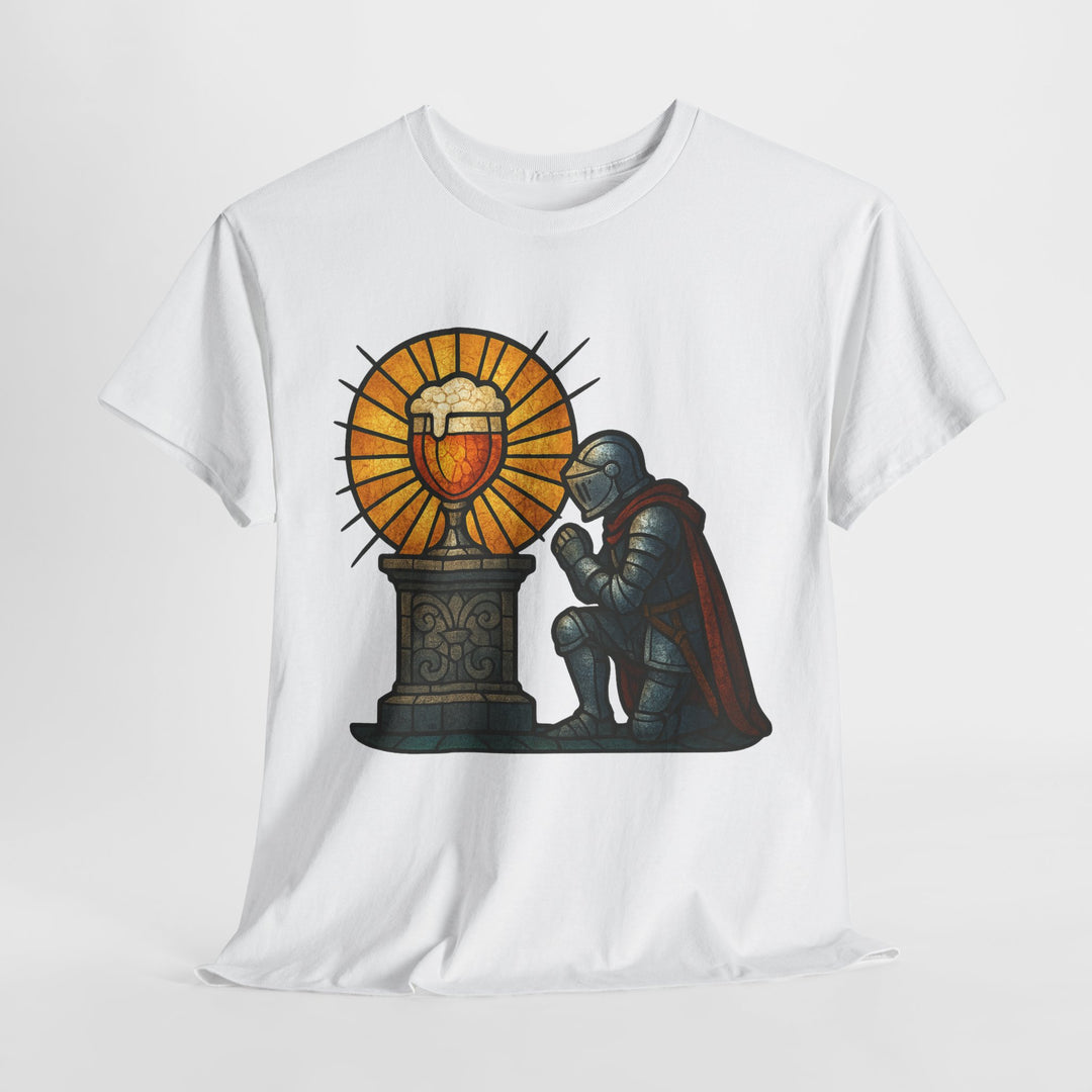 Buy Holy Brew Grail Knight Tee – Medieval Beer Stained-Glass Unisex Shirt | Trendy, Comfortable & Affordable Online