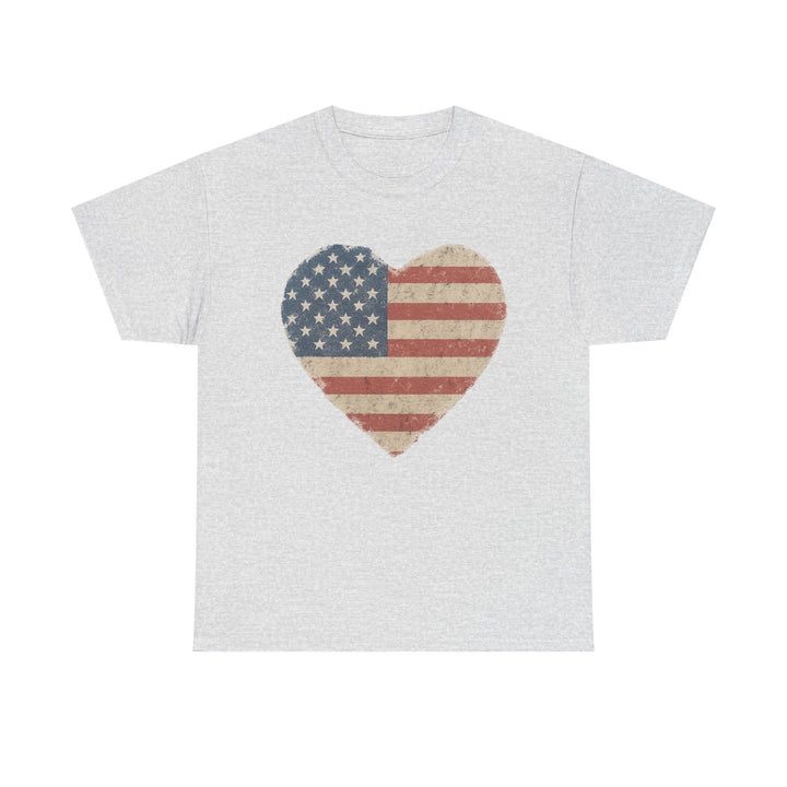 Buy Patriotic Heart Unisex Cotton Tee, American Flag Tee, Casual Summer T-Shirt, Gift for Veterans, Fourth of July Shirt | Trendy, Comfortable & Affordable Online