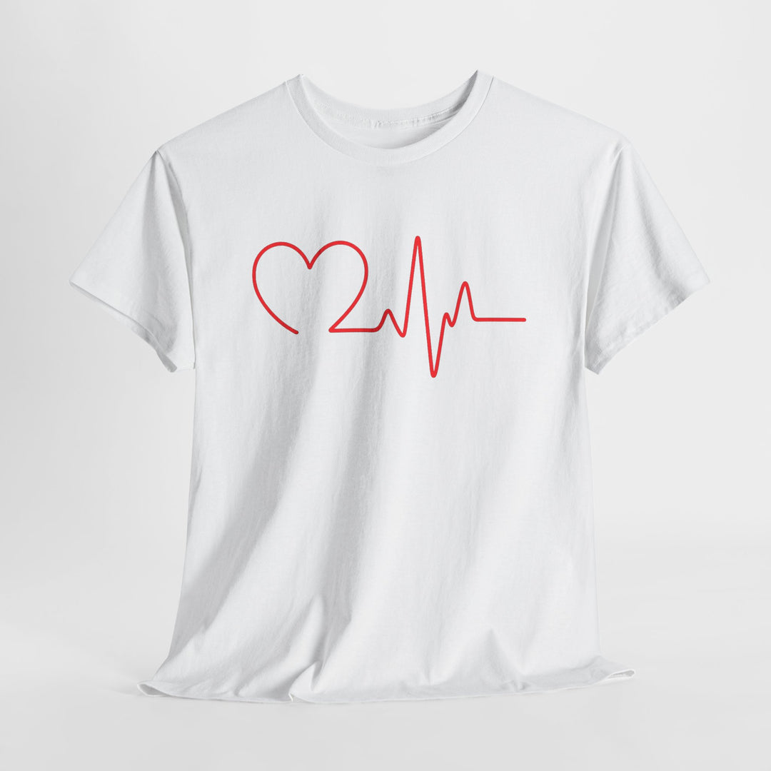 Buy Heartbeat Love Unisex Heavy Cotton Tee – Minimalist Heartline Design for Romantic & Everyday Style | Trendy, Comfortable & Affordable Online