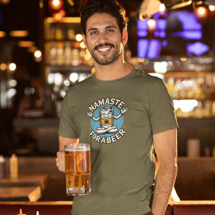 Buy “Namaste For A Beer” Unisex Tee — Relaxed, Cheerful, and Brew-tifully Fun | Trendy, Comfortable & Affordable Online