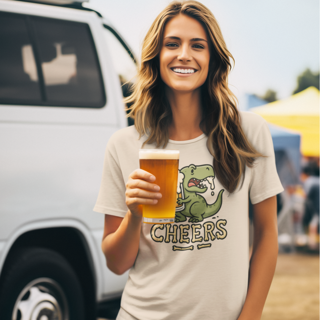 Buy Cheersaurus Rex Beer Tee – Dino Drinker Unisex Cotton Shirt | Trendy, Comfortable & Affordable Online