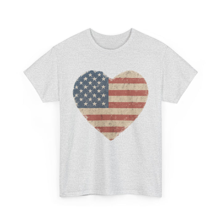 Buy Patriotic Heart Unisex Cotton Tee, American Flag Tee, Casual Summer T-Shirt, Gift for Veterans, Fourth of July Shirt | Trendy, Comfortable & Affordable Online