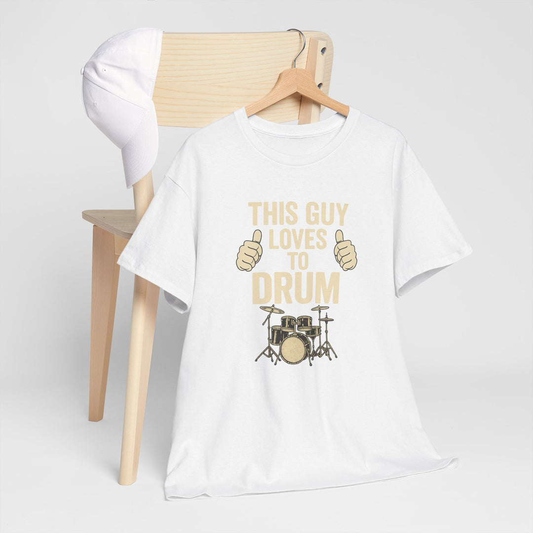 Buy “This Guy Loves to Drum” Unisex Tee — Energetic, Comfy, and Perfectly on Beat | Trendy, Comfortable & Affordable Online