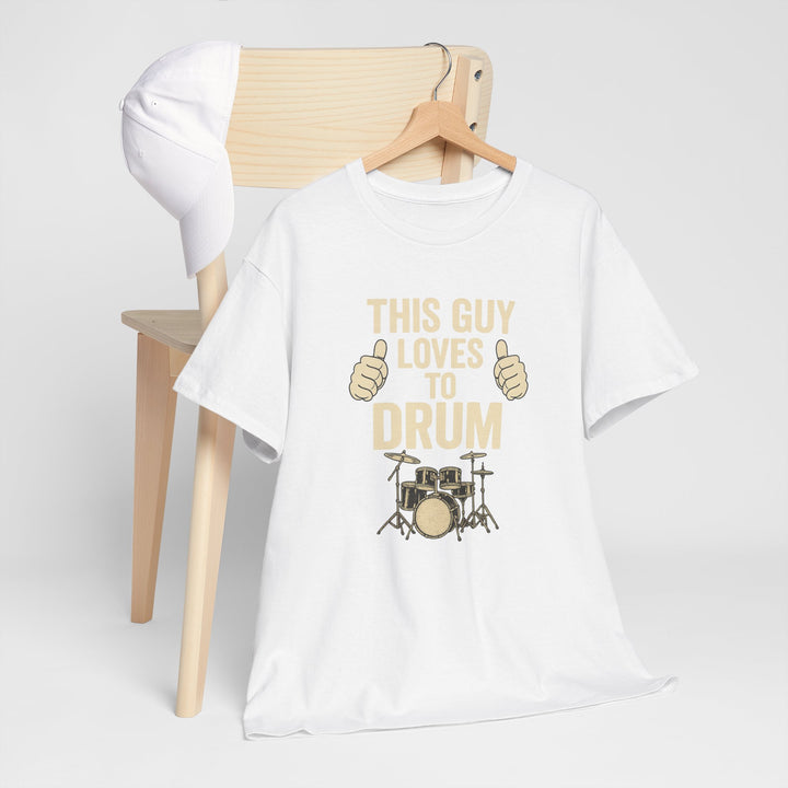 Buy “This Guy Loves to Drum” Unisex Tee — Energetic, Comfy, and Perfectly on Beat | Trendy, Comfortable & Affordable Online