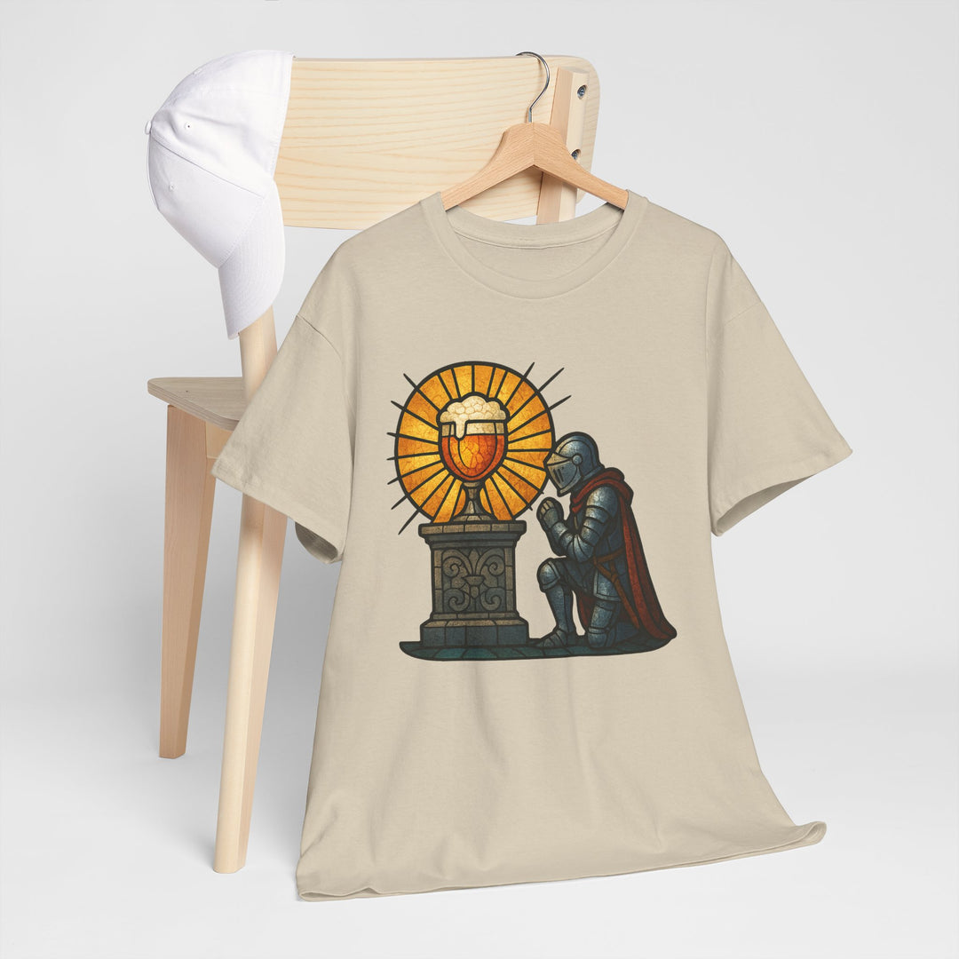 Buy Holy Brew Grail Knight Tee – Medieval Beer Stained-Glass Unisex Shirt | Trendy, Comfortable & Affordable Online