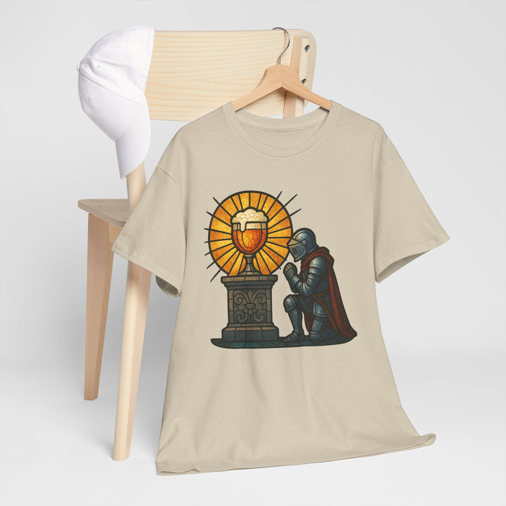 Buy Holy Brew Grail Knight Tee – Medieval Beer Stained-Glass Unisex Shirt | Trendy, Comfortable & Affordable Online
