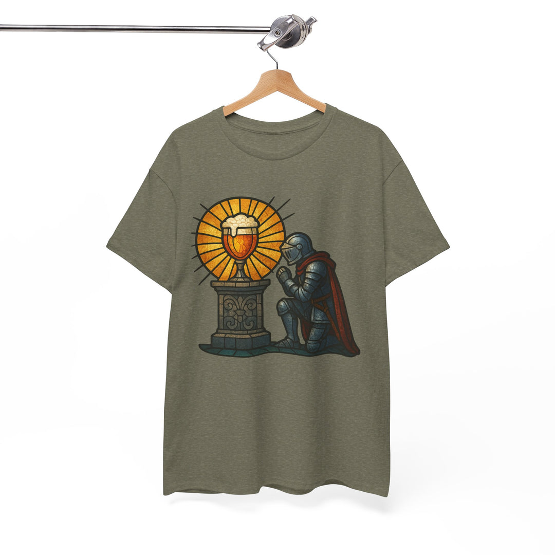 Buy Holy Brew Grail Knight Tee – Medieval Beer Stained-Glass Unisex Shirt | Trendy, Comfortable & Affordable Online