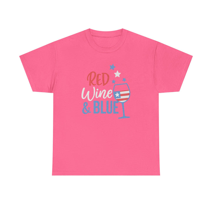 Buy Red Wine & Blue Unisex Heavy Cotton Tee - Perfect for Summer Parties, 4th of July Celebrations, Wine Lovers, Casual Wear, Gift Idea | Trendy, Comfortable & Affordable Online